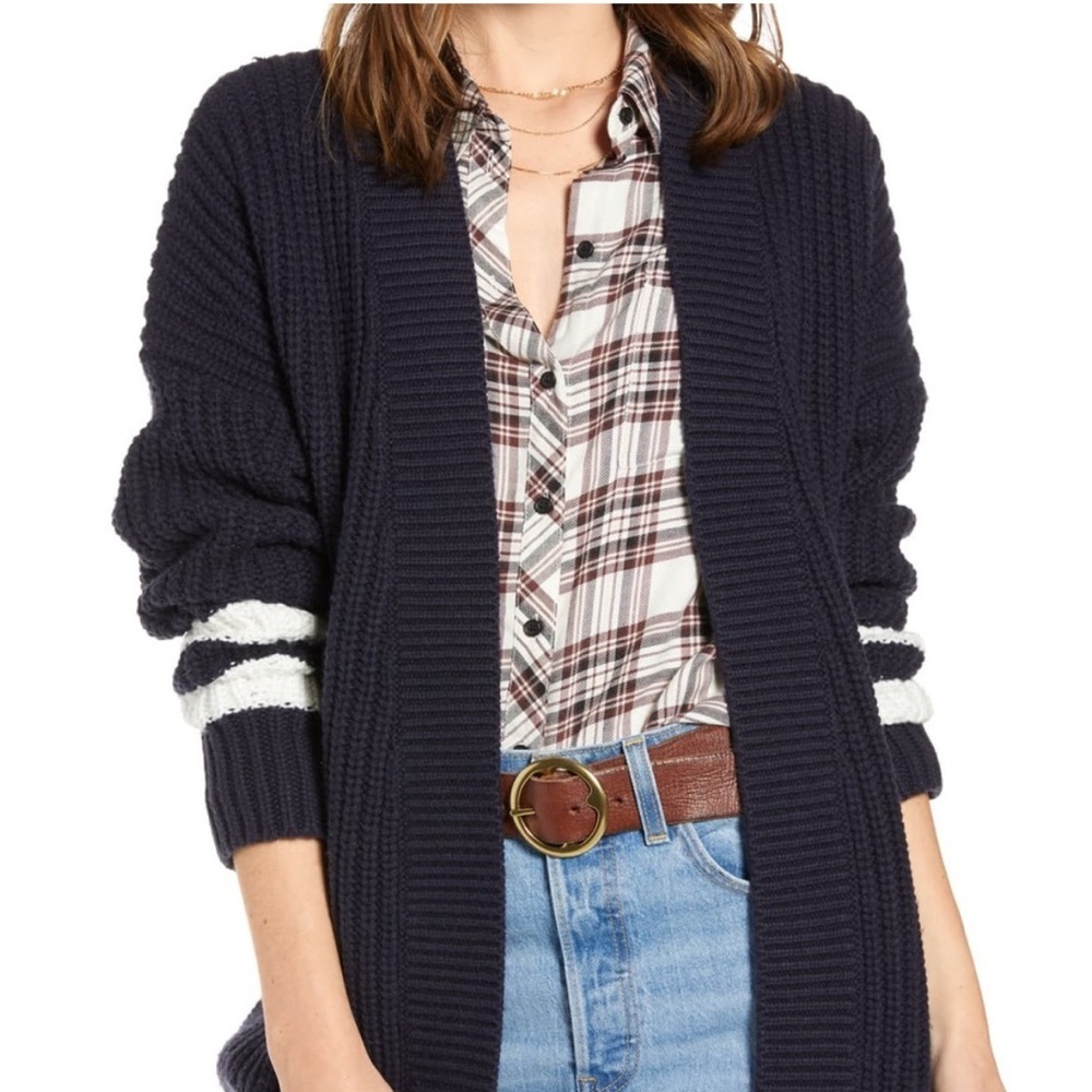 Treasure and Bond Navy White stripe knit open front cardigan small